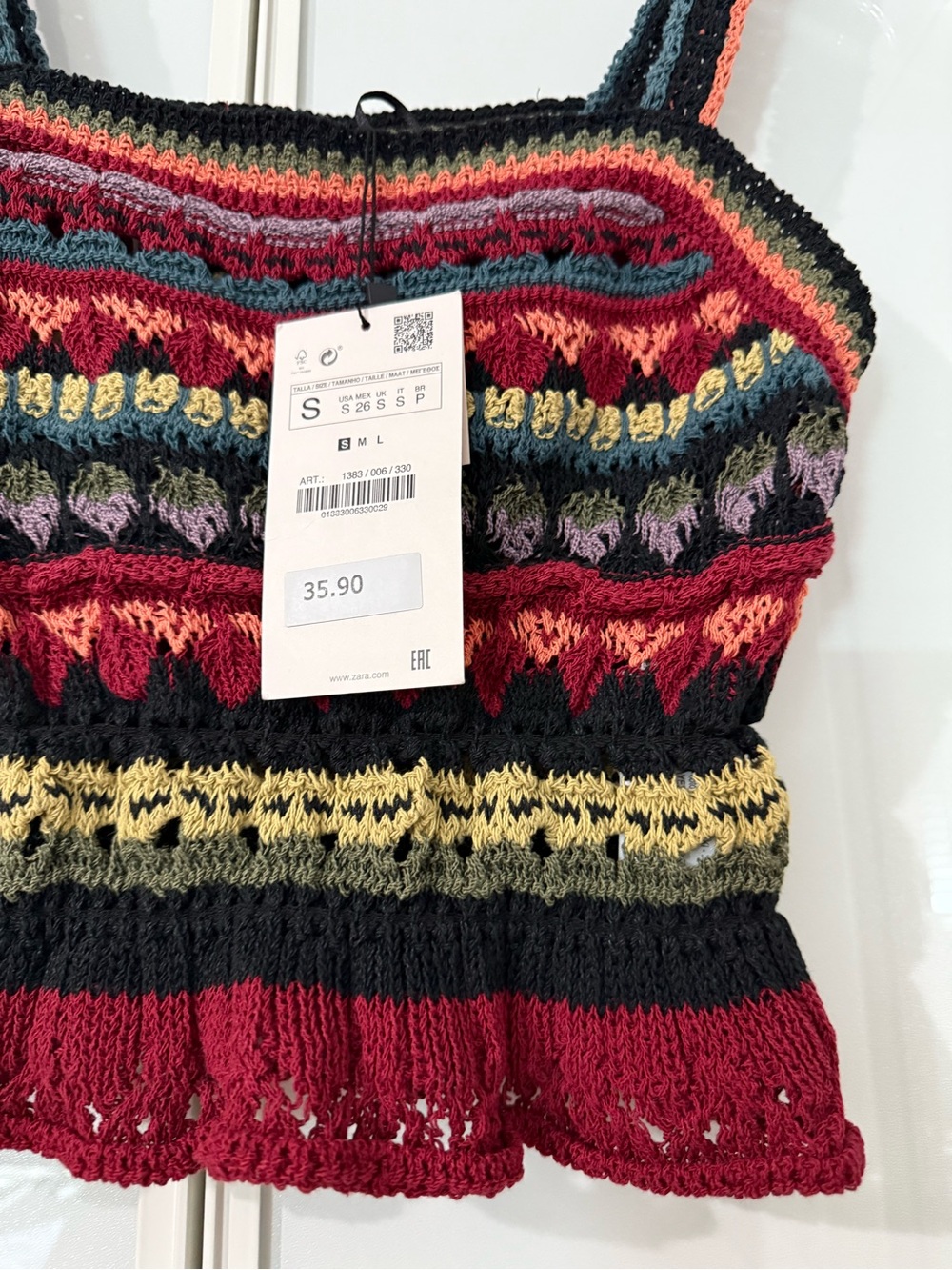 Zara Multicolor Crochet Striped Tank Top - Picture 4 of 8